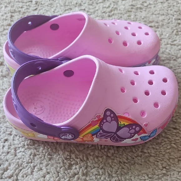 CROCS Kids Pink and Purple Sandals - Picture 4 of 5